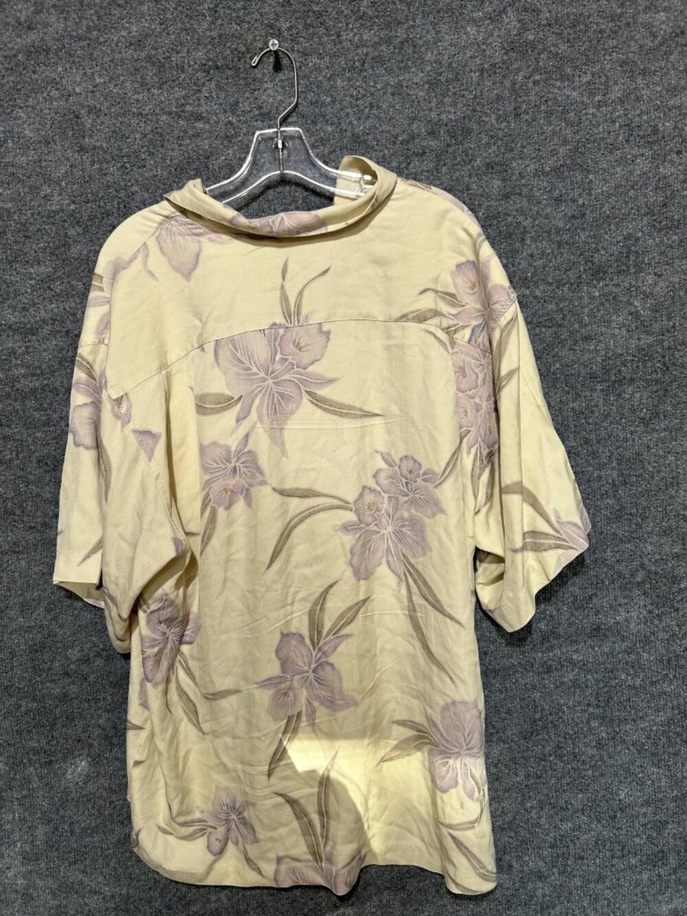 Monterey Club Shirt Mens Large White Silk Hawaiian Floral Short Sleeve Button Up - Picture 2 of 9